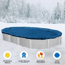 12'x24' Oval Above Ground Winter Swimming Pool Cover 12 Yr Wrnty 4FT Overlap *