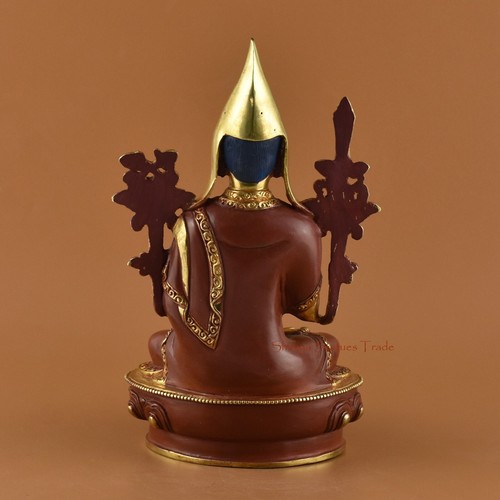 Estatua de cobre pintada a mano dorada tallada a mano Guru J Tsongkhapa Patan Nepal - Imagen 4 de 4