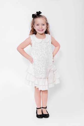 Girls 3D flower dress milk white color birthday party dress Thick fabric - Picture 7 of 15