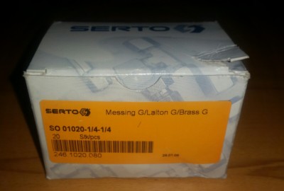 Doppelnippel 20 Stück Serto SO 01020-1/4-1/4 Fittings Messing G/Laiton G/Brass G