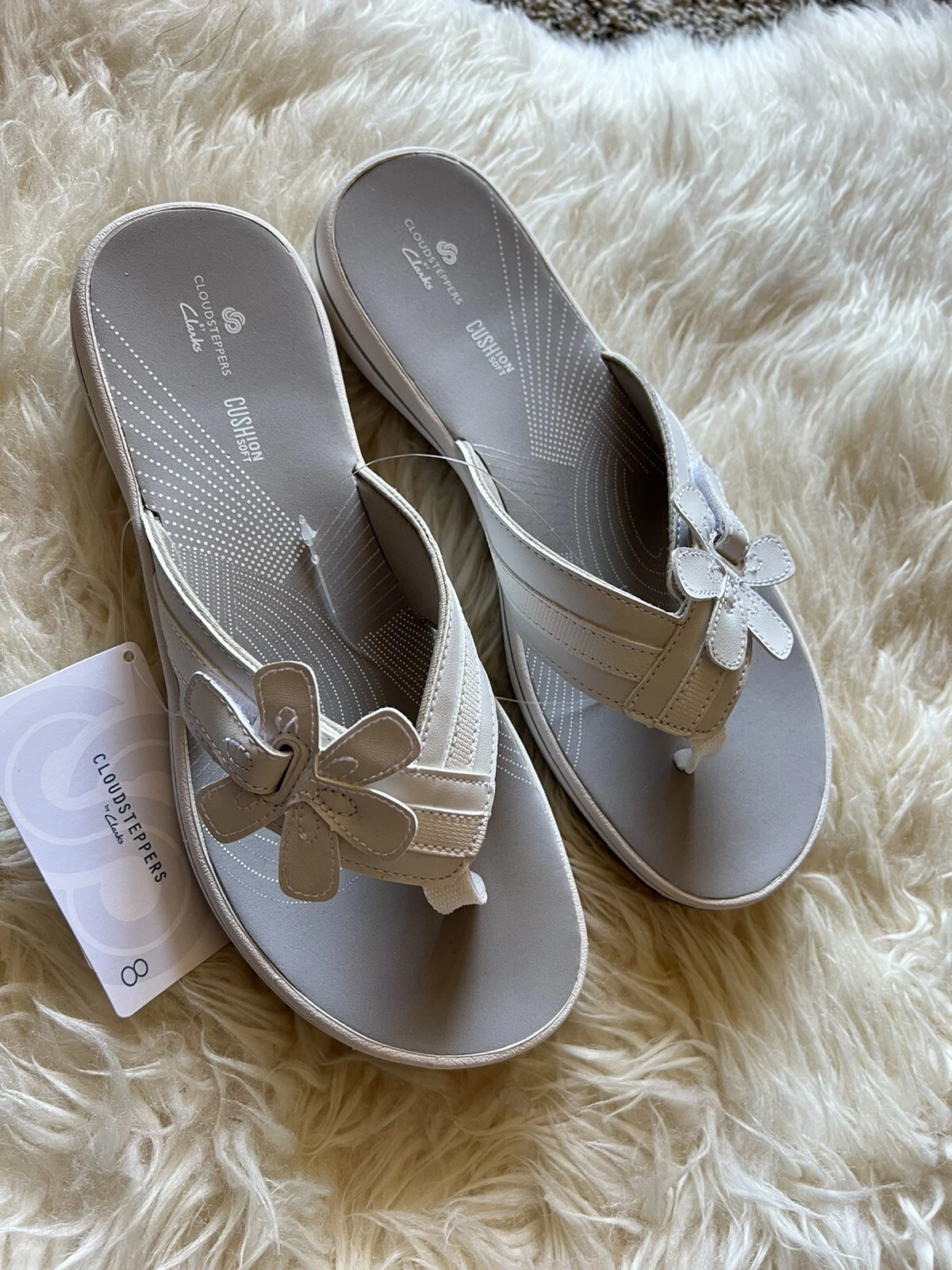 Sandali infradito donna Clarks Cloudstepper Brinkley Flora taglia 8 bianco