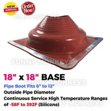 Silicone Metal Roof Insulated Pipe Flashing Square Base for Wood Stove Fireplace