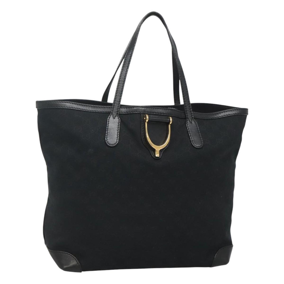 GUCCI GG Canvas Black Gold Tote Bag Authentic bs24442