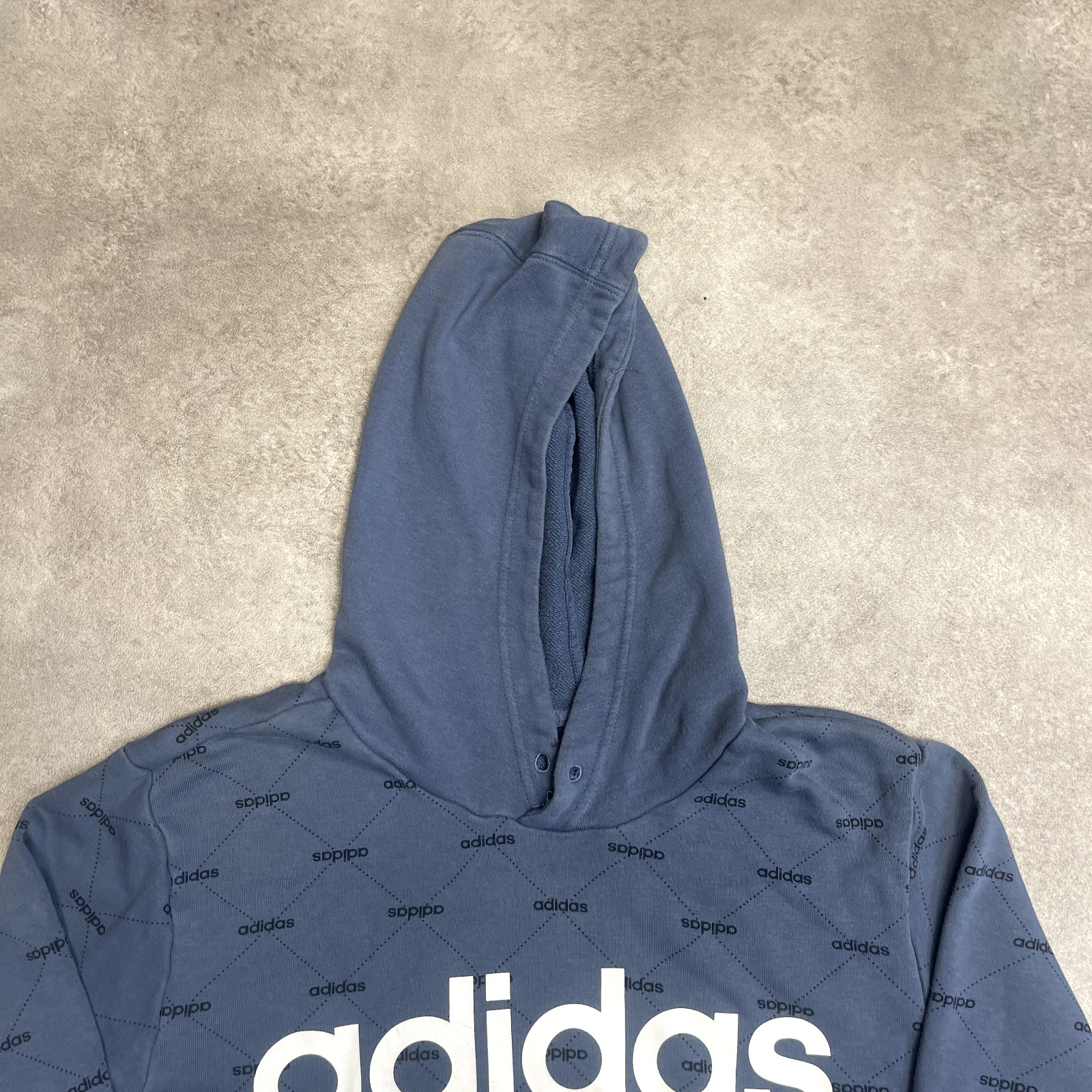 Adidas Hoodie Mens Y2K Spell Out Pull Over Sweatshirt, Blue, Large image 3