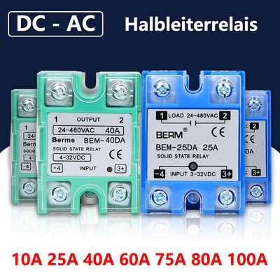 10Amp - 100 Amp Einzelphase Halbleiterrelais Modul BEM DC 4V-32V Zu AC 24V-480V