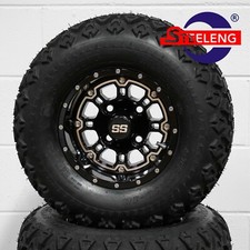 Golf Cart 10 Black Panther Wheelsrims And 20x10-10 All Terrain Dot Tires 4