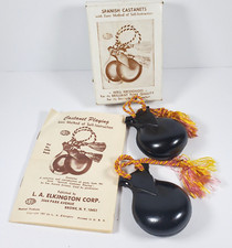 Vintage Wood Spanish Castanets New in Original Box Instruction Pamphlet