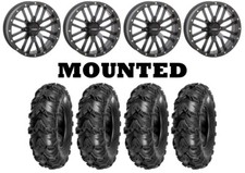 Kit 4 Sedona Mud Rebel Tires 27x10-14 on System 3 ST-3 Matte Black Wheels VIK