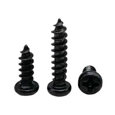 100pcs M2 Black SUS304 Phillips Screws Cross Round Pan Head Self-tapping Nails