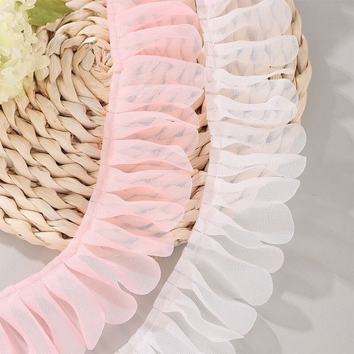 22 Yards Pleated Chiffon Organza Trim - Scallop Lace Edge Gathered Ribbon 1.5" - Afbeelding 13 van 23