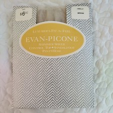 Evan Picone Shimmer Sheer Control Top Pantyhose VANILLA Med VTG 9652 Sandalfoot
