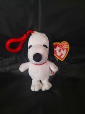 Ty Beanie Babies Snoopy 4" Mini Plush Backpack Keychain Key Clip Peanuts Toy