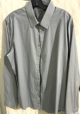 Calvin Klein Men's Extreme Slim Fit Gray Cotton Blend Dress Shirt L 16-16 1/2 34