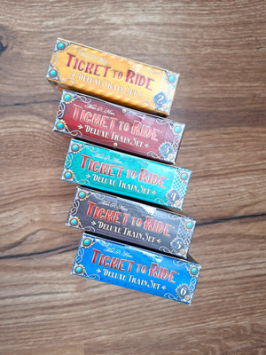 Zug um Zug 20.Ticket to ride deluxe train set 2-6 Gelb Rot Grün Schwarz Blau OVP
