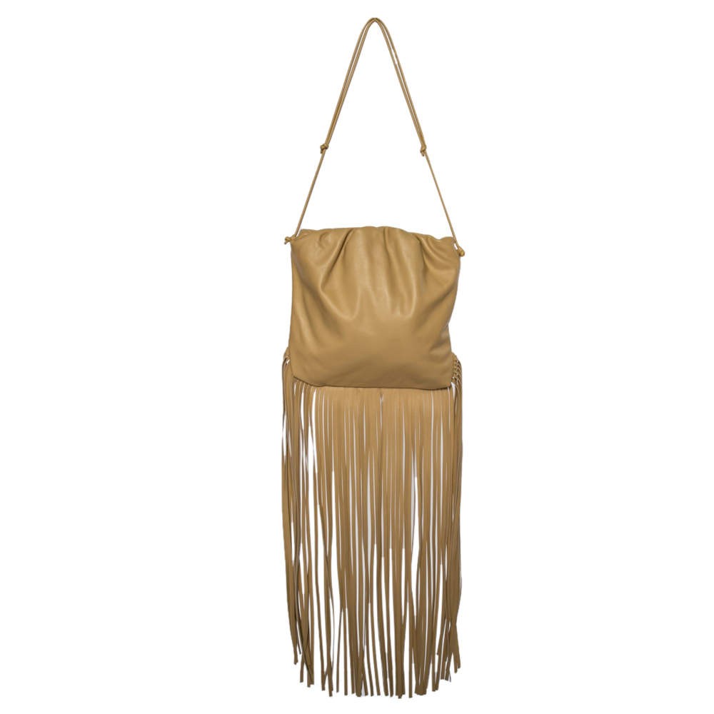 Bottega Veneta Beige Leather Fringe Pouch Hobo | eBay