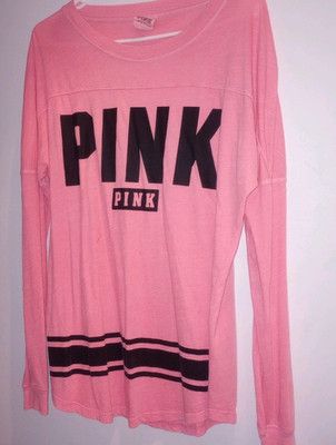 PINK Logo Lightweight Relaxed Fit Long Sleeve T-Shirt Women s S