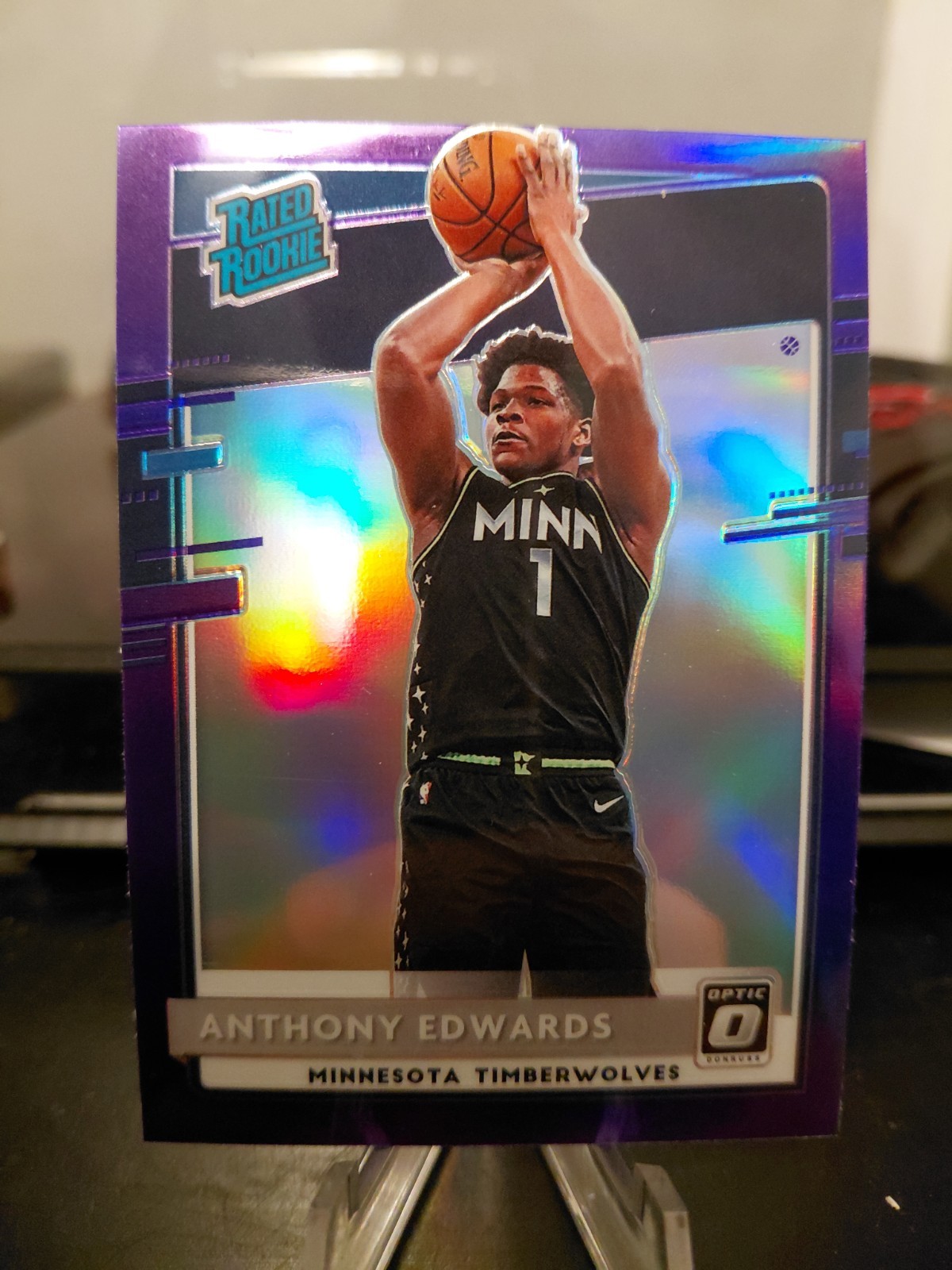 2020-21 Panini Donruss Optic - Rated Rookie Anthony Edwards #151 Purple Prizm...