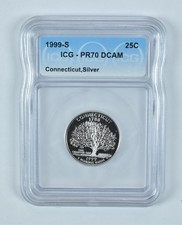 1999-S Washington State Quarter Silver Connecticut PR70 DCAM ICG *4385
