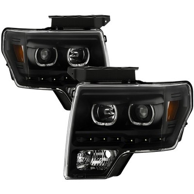 For Ford F-150 09-14 Headlights Driver & Passenger Side Black Halo Projector