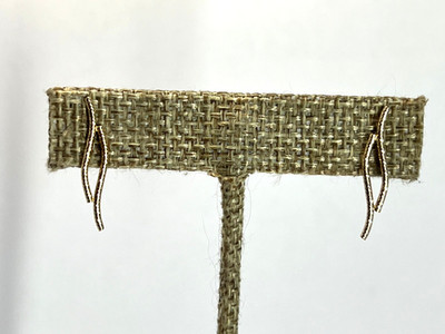 14K yellow gold double twig earrings with posts diamond cut texture pre-owned