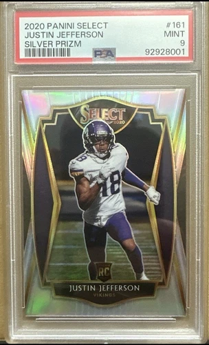 2020 Panini Select - Premier Level Justin Jefferson #161 Silver Prizm (RC) PSA 9