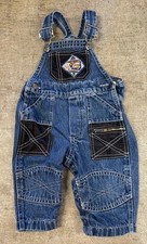 Vintage Retro Y2K Original Blue Jeans Boys 6-9M Blue Denim Overalls Bibs