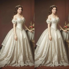 Vintage Victorian Wedding Dresses Spaghetti Straps Cap Sleeves Bridal Ball Gowns
