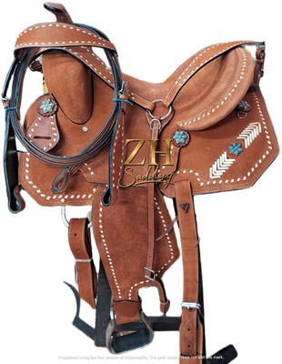Horse Saddle Western Handmade Leather Barrel Racing Tooled Carved Racer Trail