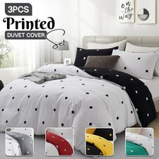 Polka Dot Duvet Cover Set 3PC Reversible Soft Microfiber Bedding Set