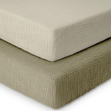 Standard Crib Sheets, Muslin Crib Sheets, 2 Pack,100 Cotton Crib Sheet for B...