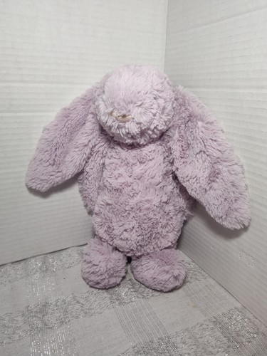 Jellycat BASHFUL LILAC BUNNY autentico medio 12" morbido peluche viola coniglio - Foto 5 di 15