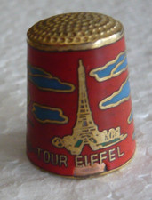 Dé à coudre de collection en métal cloisonné décoré de l'arc de triomphe 