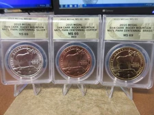2015 Rocky Mountain National Park Centennial 3 Medal Set by Daniel Carr ANACS 69