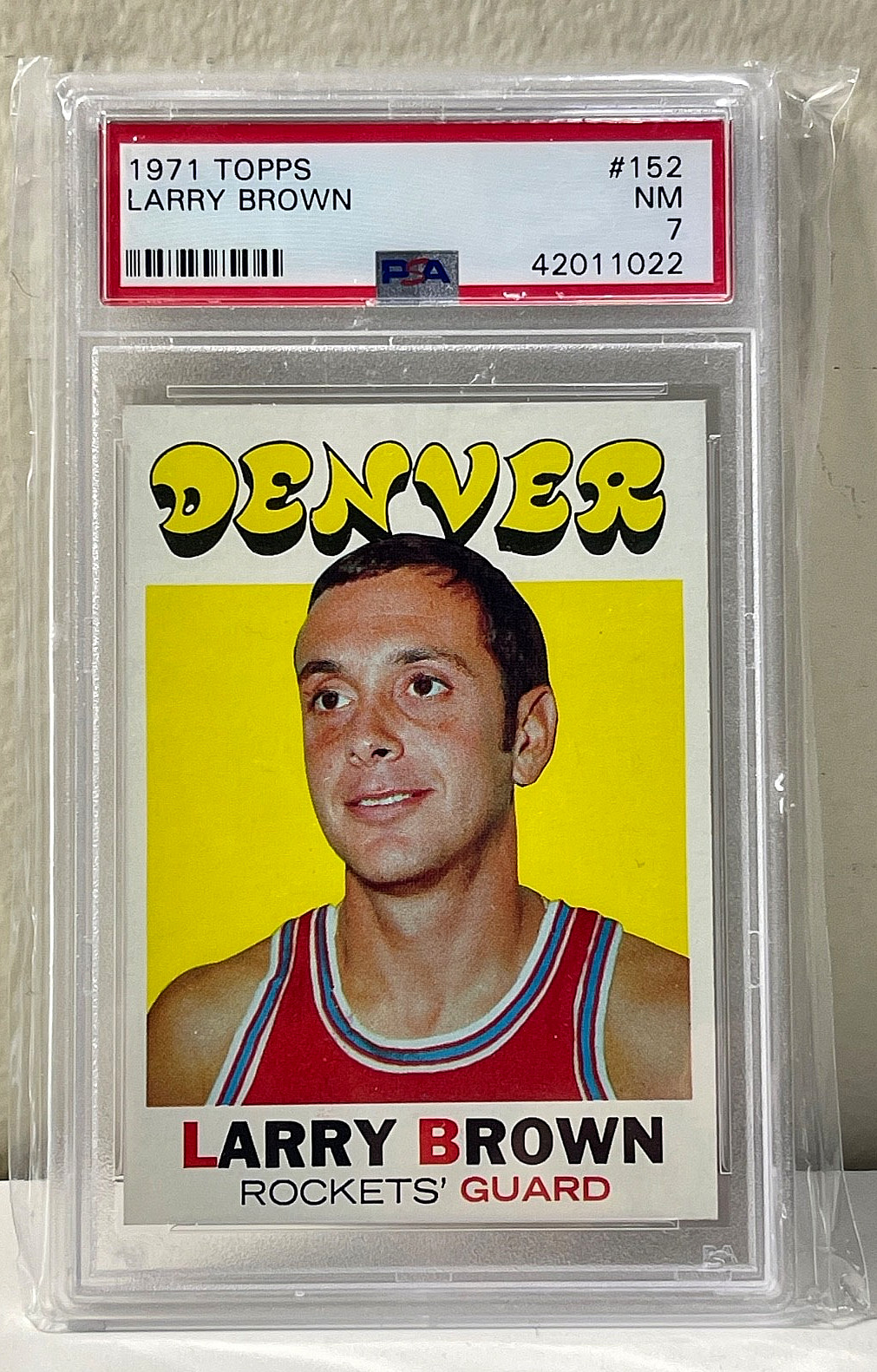1971 TOPPS #152 LARRY BROWN RC ROCKETS HOF PSA 7-(bin63324D)