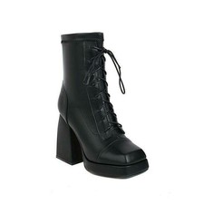 Women's Square Toe Block High Heels Ankle Boots Occident Party Formal Prom Shoes