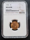 1932 Lincoln Wheat Cent 1c High Grade Graded MS 66 RB by NGC Red Brown #94702