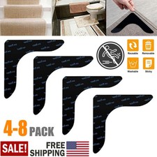 4-8 PACK Rug Grippers with Super Stickiness- Anti Curling Carpet Tape Non-Slip