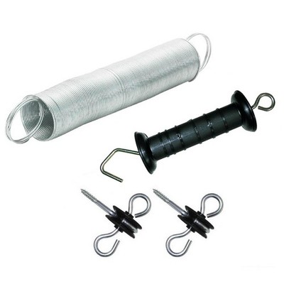 Torfeder-Set 4-teilig Torgriff 2x Isolatoren Weidetor Weidezaun Elektrozaun SET