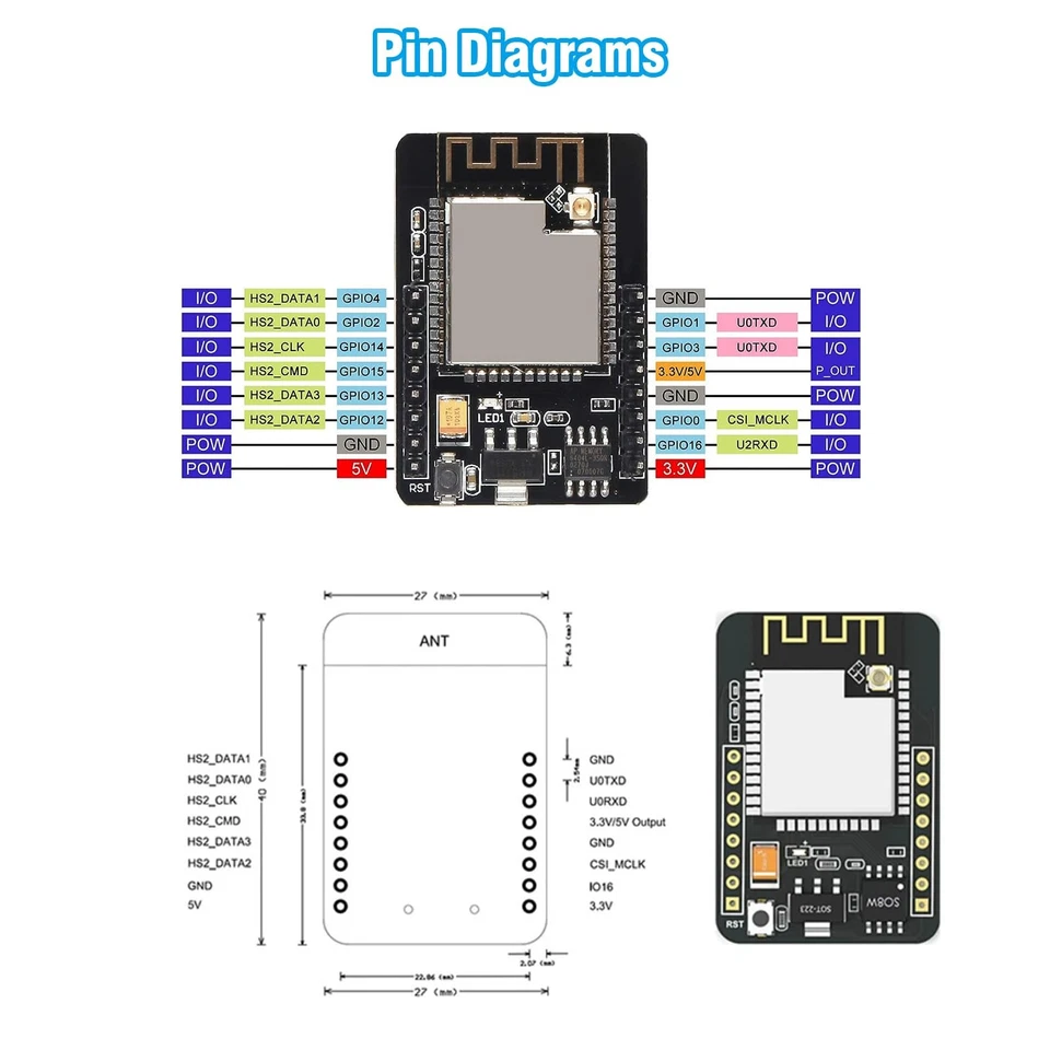 ESP-CAM WiFi Bluetooth Modules ESP-CAM Cartes de développement + OV2640 Camér... - Photo 2/4