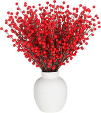 10 Pack Red Berry Stems,17.7Inches Red Berry Picks Holly Berry Branches for Chri