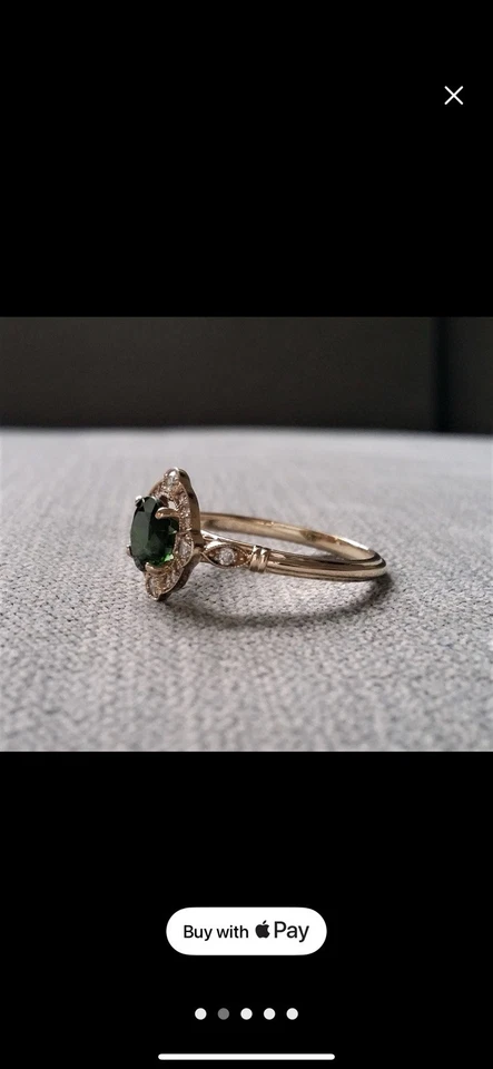 Chrome diopside and Diamond Ring 14kt Yellow Gold Size9 - Image 2 of 4