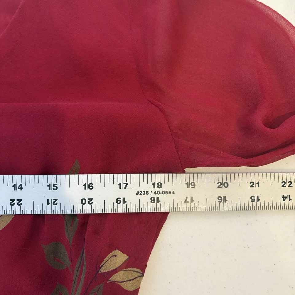 Top túnica de seda Y2K Robbie Bee para mujer 10 rojo asimétrico cuentas caprichoso hada Foto 3 de 4