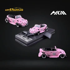 HKM Model VW Beetle Convertible Cabriolet Pink Pig Livery 1:64