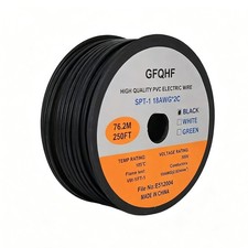 GFQHF 250FT SPT-1 Black Electrical Wire 18/2 UL Listed Zip Cord