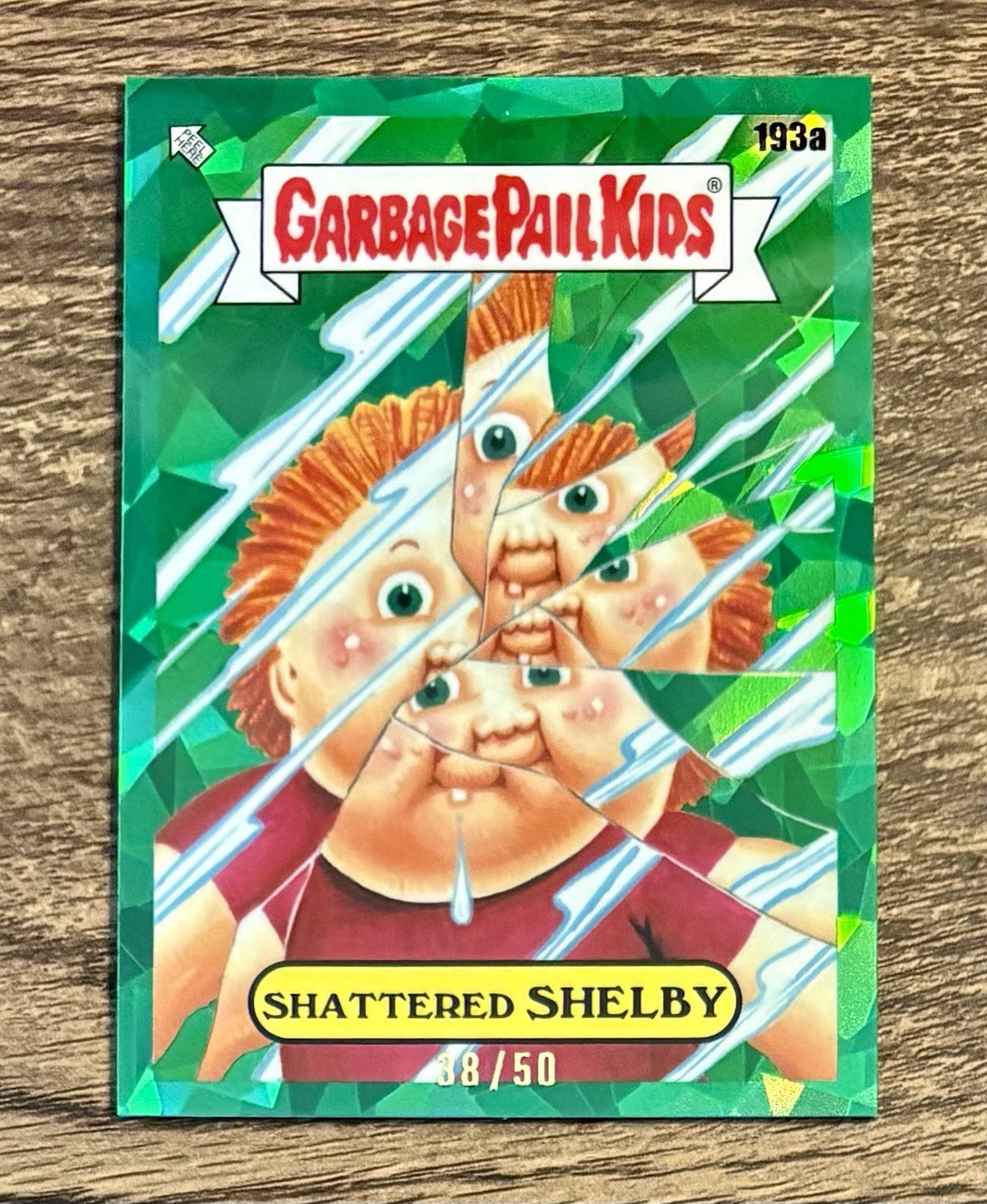 2022 Topps Garbage Pail Kids Sapphire Edition Green #193a Shattered Shelby front