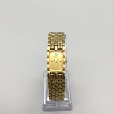 Vintage Bulova Tank Womens Watch 15mm Gold Tone 97P13 Swiss  display picture 3