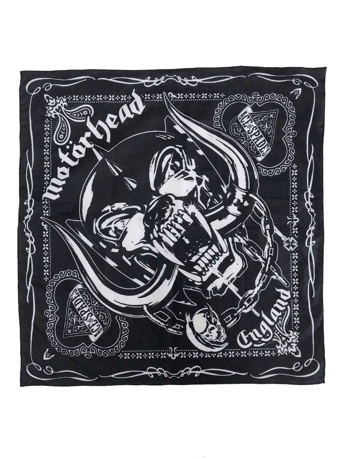 Motorhead Bandana Punk Rock Calavera Bufanda Motociclista Metal Envoltura Algodón Cuadrado 21"