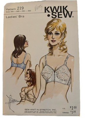 1960's Kwik Sew Ladies' Bra Pattern 218 Size 36A 36B 36C 36D UNCUT Sealed
