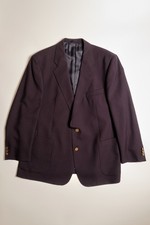 Vintage Burberry Barlow-S Navy Wool Blazer Jacket Gold Buttons Size 46 Very Good