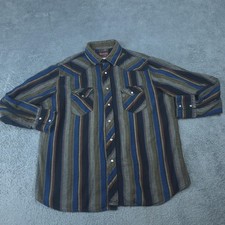 Wrangler Shirt Mens XL Multicolor Striped Western Pearl Snap Long Sleeve Casual